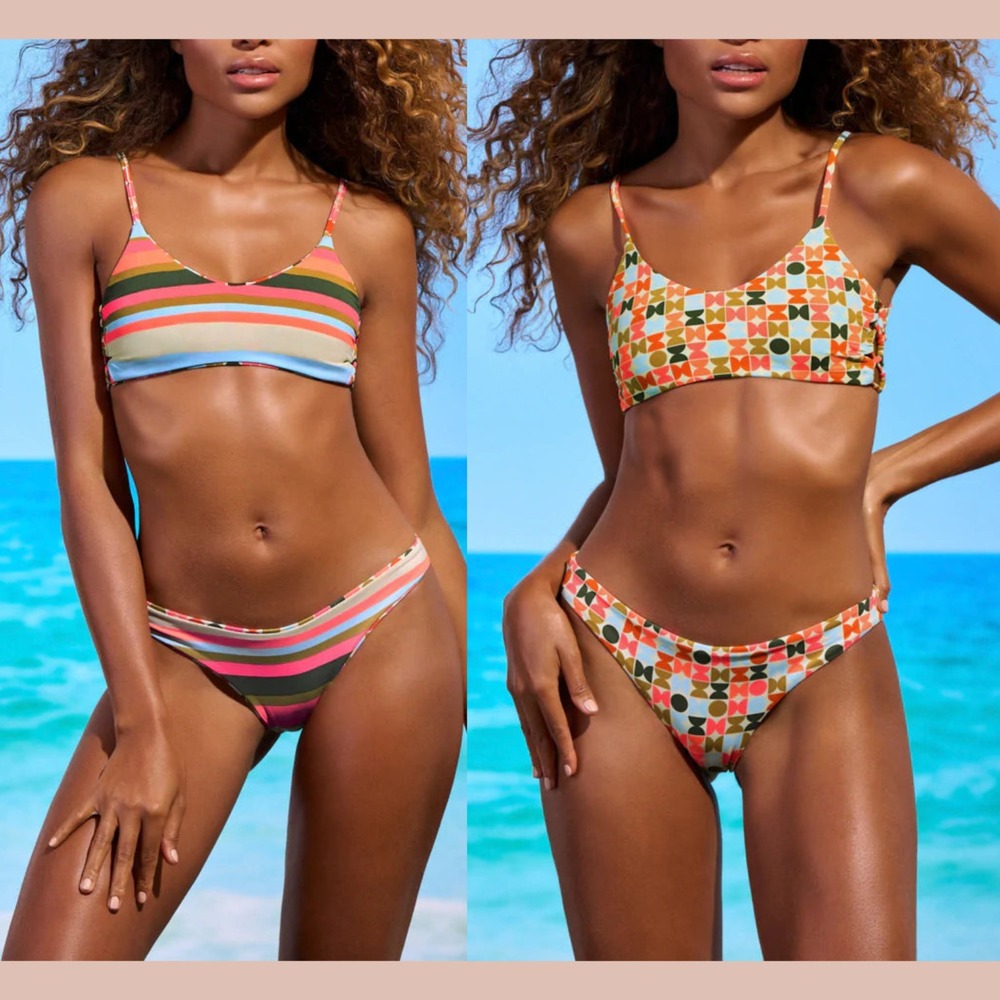 NEW‎ $160 Maaj [ 2PC ] Geogame Sublimity Bikini Bralette Top M + L Bottom #U1741